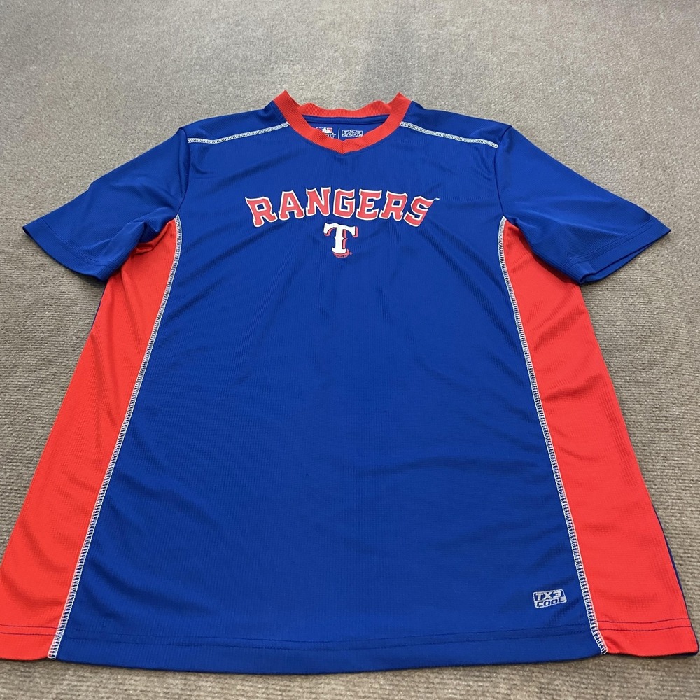 Texas Rangers Shirt Mens XL Blue Red‎ MLB Baseball TX3 Cool Performance Top